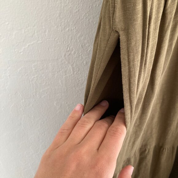 Toad&Co Primo Tiered Midi Short Sleeve Dress Brown Green Cotton Outdoors Large - Picture 5 of 10